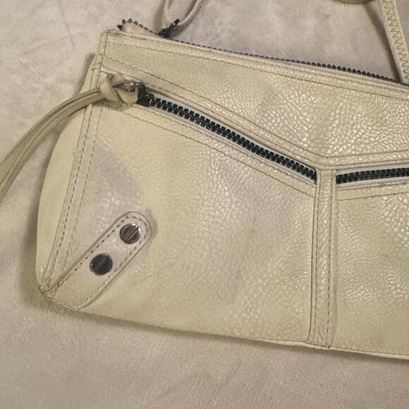 Carlos Santana Ivory Crossbody Bag Purse zippered studded small faux leather - Picture 2 of 11